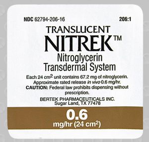 Nitrek 0.6 MG/HR NITREK Nitroglycerin 0.6mg/hr Back