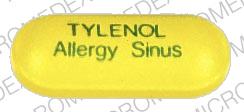 Pill TYLENOL Allergy Sinus Yellow Elliptical/Oval is Tylenol Allergy Sinus