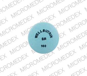 Pill WELLBUTRIN SR 100 Blue Round is Wellbutrin SR