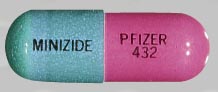 Pill MINIZIDE PFIZER 432 Green Capsule/Oblong is Minizide