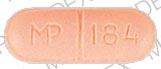 Pill MP 184 Orange Rectangle is Metoprolol Tartrate