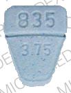 Pill WATSON 835 3.75 Blue Five-sided is Clorazepate Dipotassium