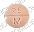 Pill 25 M Pink Round is Levothyroxine Sodium