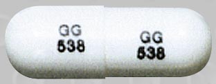Pill GG538 White Capsule-shape is Nitrofurantoin (Macrocrystals)