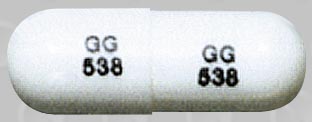 Pill GG538 White Capsule/Oblong is Nitrofurantoin (Macrocrystals)