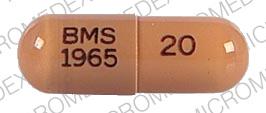 Pill 20 BMS 1965 Orange Capsule/Oblong is Zerit