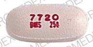 Pill 7720 BMS 250 Pink Elliptical/Oval is Cefzil