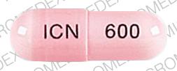 Pill ICN 600 Pink Capsule/Oblong is 8-mop