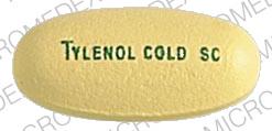 Pill TYLENOL COLD SC Yellow Elliptical/Oval is Tylenol Cold Severe Congestion