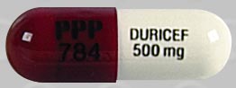 Pill PPP 784 DURICEF 500 mg Red Capsule/Oblong is Duricef