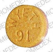 Pill WYETH 91 Orange Round is Equagesic