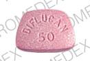 Pill DIFLUCAN 50 ROERIG Pink Four-sided is Diflucan