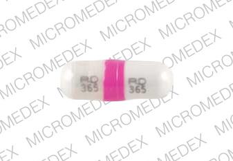 Pill P-D 365 P-D 365 Pink & White Capsule-shape is Dilantin Kapseals
