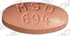 Pill MSD 694 Orange Elliptical/Oval is Aldoril d30
