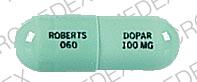 Pill DOPAR 100MG ROBERTS 060 Green Capsule/Oblong is Dopar