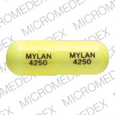 Pill MYLAN 4250 MYLAN 4250 Yellow Capsule/Oblong is Doxepin Hydrochloride