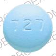 Pill 727 MYLAN Blue Round is Amitriptyline Hydrochloride and Perphenazine