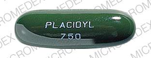 Pill PLACIDYL 750 Green Elliptical/Oval is Placidyl