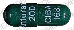 Pill Anturane 200 CIBA 168 Green Capsule/Oblong is Anturane
