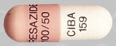 Pill APRESAZIDE 100/50 CIBA 159 Pink & White Capsule/Oblong is Apresazide