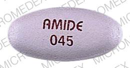 Pill AMIDE 045 White Elliptical/Oval is Prenatal RX with beta carotene