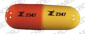 Pill Z 2347 Z 2347 Orange & Yellow Capsule/Oblong is Procainamide Hydrochloride
