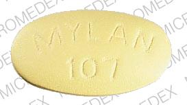 Pill MYLAN 107 Yellow Oval is Erythromycin Stearate