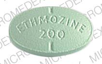 Pill ETHMOZINE 200 ROBERTS Green Elliptical/Oval is Ethmozine