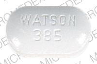 Pill WATSON 385 White Oval is Acetaminophen and Hydrocodone Bitartrate