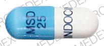 Pill INDOCIN MSD 25 Blue Capsule-shape is Indocin