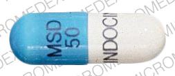 Pill INDOCIN MSD 50 Blue Capsule/Oblong is Indocin