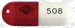Pill JSP 508 Red & White Capsule-shape is Iso-acetazone