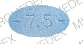 Pill AD 7.5 Blue Elliptical/Oval is Adderall
