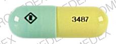Pill 3487 Logo Green & Yellow Capsule-shape is Chlordiazepoxide Hydrochloride