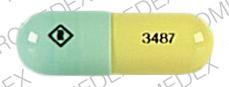 Pill 3487 Logo Green & Yellow Capsule/Oblong is Chlordiazepoxide Hydrochloride