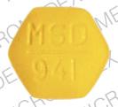 Pill MSD 941 CLINORIL Yellow Six-sided is Clinoril