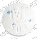 Pill 50 MJ 503 White & Blue Specks Round is Cytoxan
