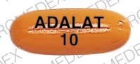 Pill ADALAT 10 Orange Capsule/Oblong is Adalat