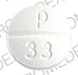 Pill P 33 LL White Round is Propylthiouracil
