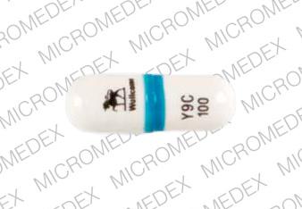 Pill LOGO Wellcome Y9C 100 Blue & White Capsule/Oblong is Retrovir