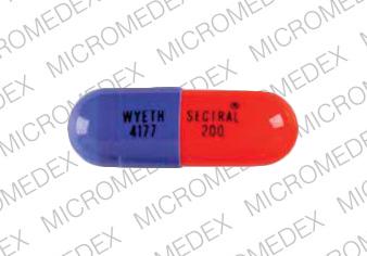 Pill SECTRAL 200 WYETH 4177 Blue Capsule/Oblong is Sectral