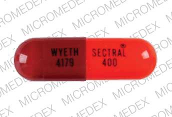 Pill SECTRAL 400 WYETH 4179 Red Capsule/Oblong is Sectral