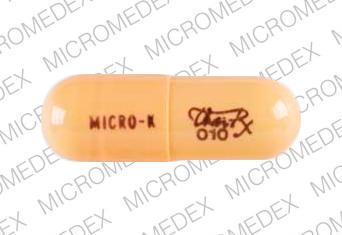 Pill MICRO-K Ther-Rx 010 Orange Capsule-shape is Micro-K