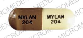 Pill MYLAN 204 MYLAN 204 Brown & Yellow Capsule-shape is Amoxicillin