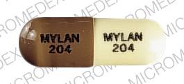 Pill MYLAN 204 MYLAN 204 Brown & Yellow Capsule/Oblong is Amoxicillin