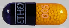 Pill ETHEX 005 Blue & Yellow Capsule-shape is Nitroglycerin ER
