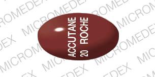 Pill ACCUTANE 20 ROCHE Maroon Elliptical/Oval is Accutane