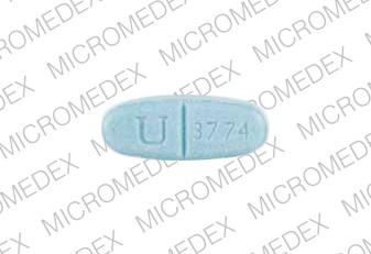 Pill U 3774 U 3774 Blue Elliptical/Oval is Ogen 2.5