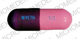 Pill 53 WYETH Pink Capsule/Oblong is Omnipen