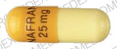 Pill ANAFRANIL 25 mg White & Yellow Capsule-shape is Anafranil